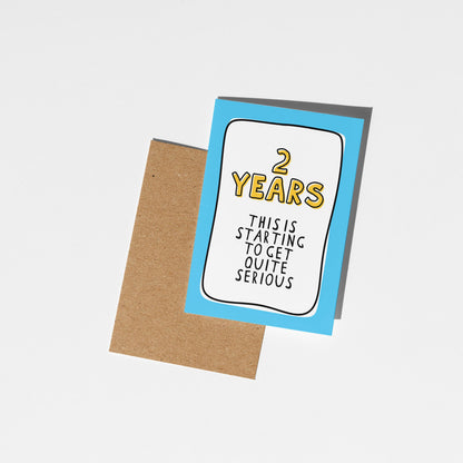2nd Anniversary Card, Funny Second Anniversary Card, 2 Year Anniversary Card, Card for Husband Wife Partner, Funny Couple Card - PulpKo
