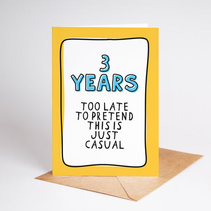 3rd Anniversary Card, Funny Third Anniversary Card, 3 Year Anniversary Card, Card for Husband Wife Partner, Funny Couple Card - PulpKo