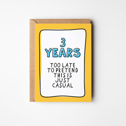 3rd Anniversary Card, Funny Third Anniversary Card, 3 Year Anniversary Card, Card for Husband Wife Partner, Funny Couple Card - PulpKo