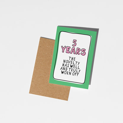 5th Anniversary Card, Funny 5 Year Anniversary Card, Fifth Anniversary Card, Card for Husband Wife Partner, Funny Couple Card - PulpKo