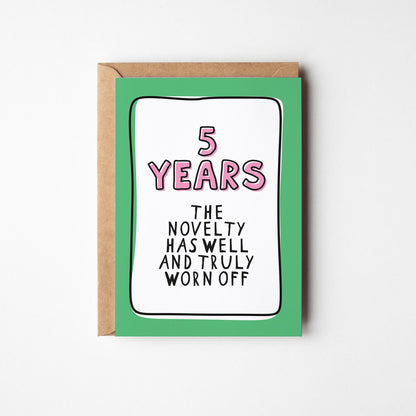 5th Anniversary Card, Funny 5 Year Anniversary Card, Fifth Anniversary Card, Card for Husband Wife Partner, Funny Couple Card - PulpKo