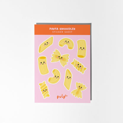 Pasta Sticker Sheet, Cute Pasta Stickers, Kawaii Food Stickers, Pasta Illustrations, Journal & Planner Stickers - PulpKo