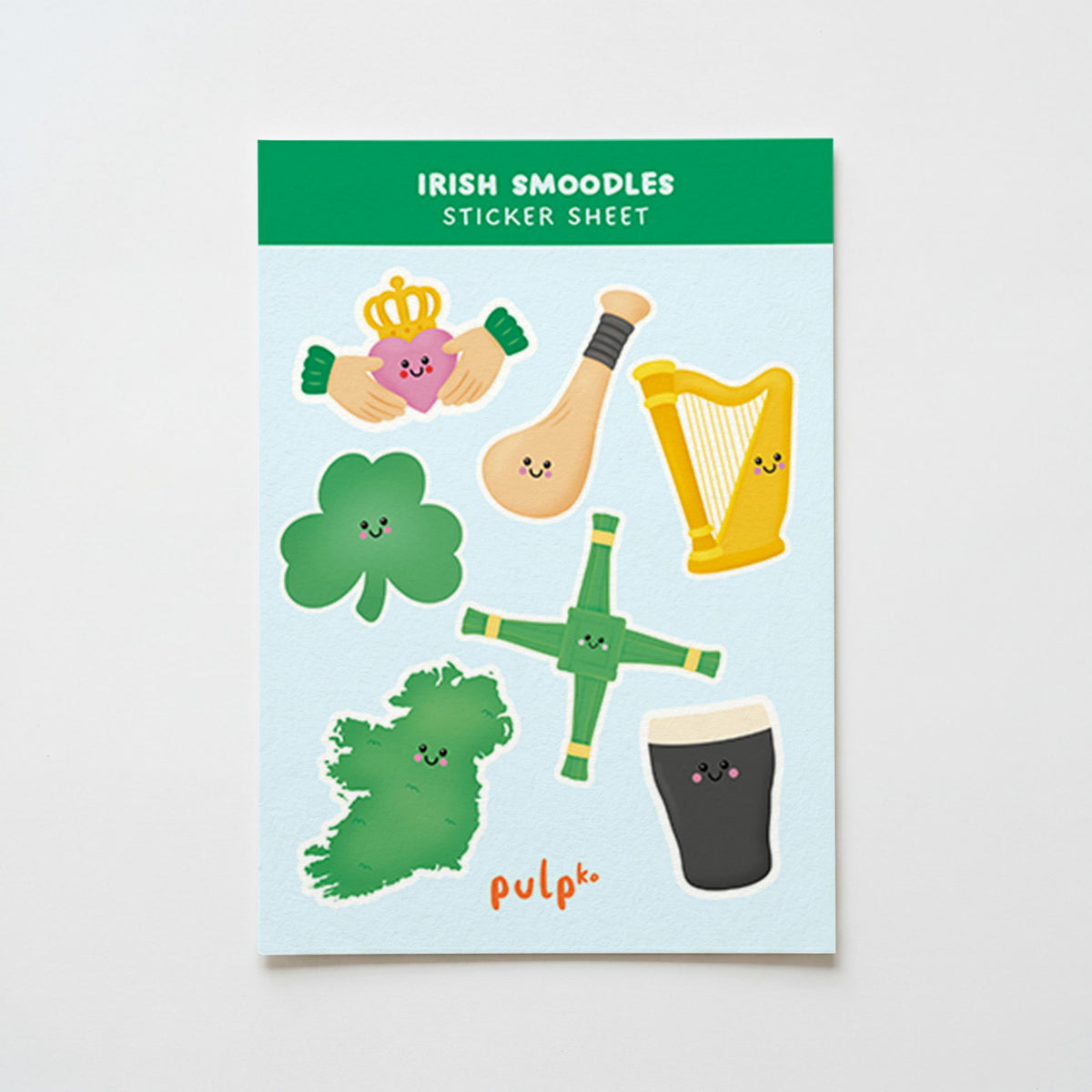 Irish Sticker Sheet, Ireland Stickers, Shamrock, Claddagh, Harp, Guinness Inspired Stickers, Irish Gift - PulpKo