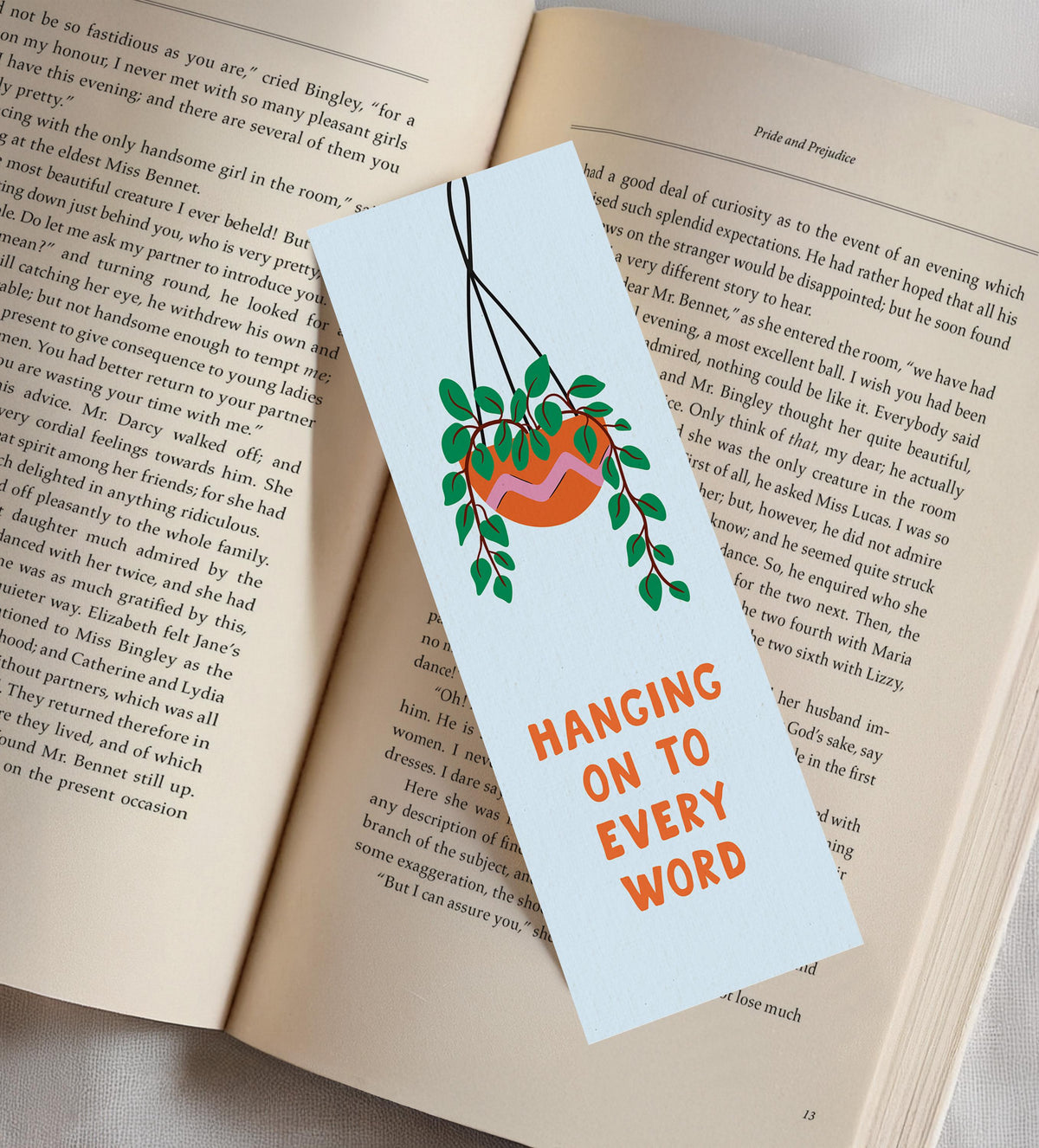 Hanging Plant Bookmark, Botanical Bookmark, Plant Lover Gift, Book Lover Gift, Illustrated Bookmark - PulpKo