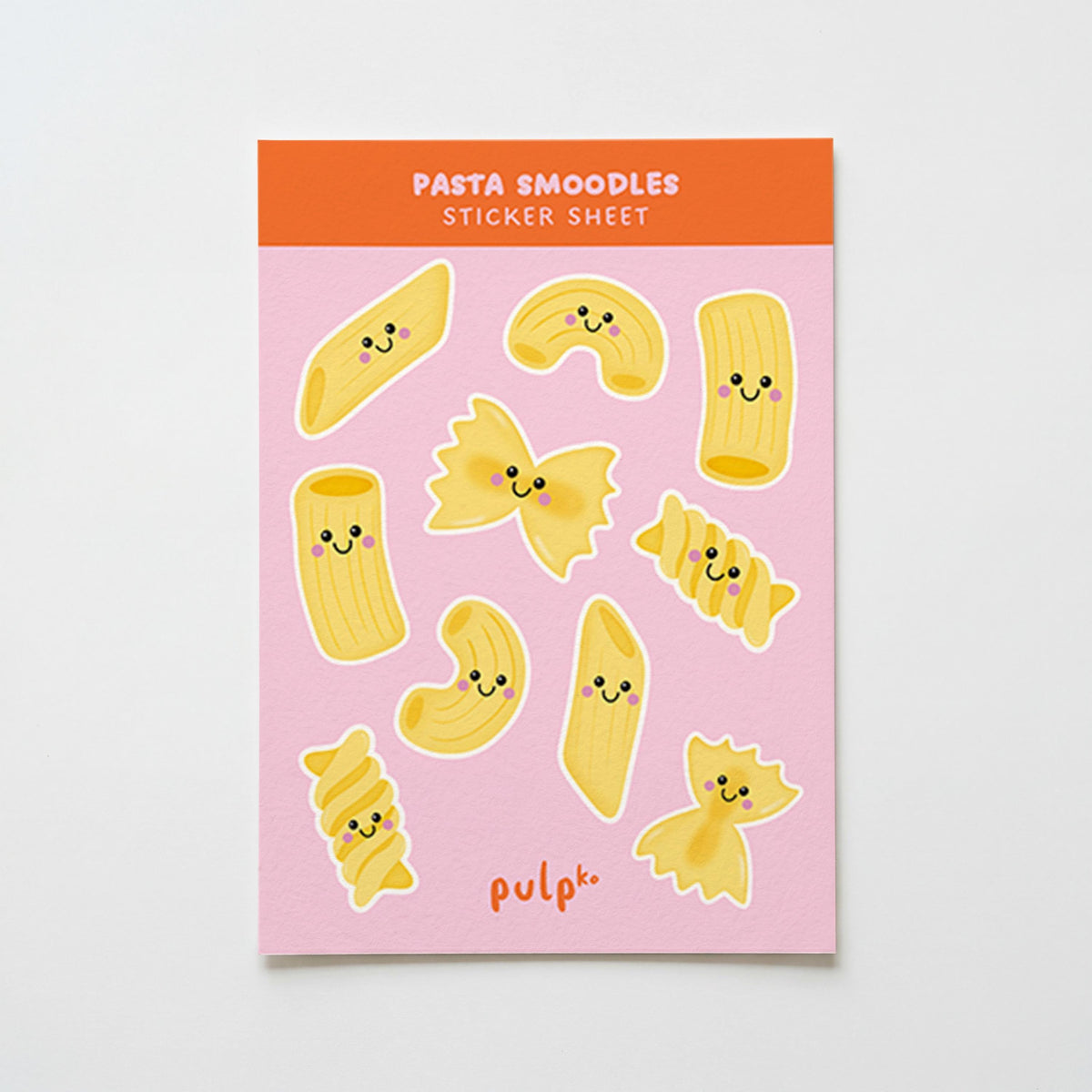 Pasta Sticker Sheet, Cute Pasta Stickers, Kawaii Food Stickers, Pasta Illustrations, Journal & Planner Stickers - PulpKo