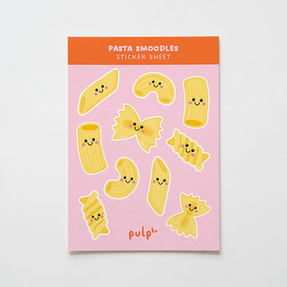 Pasta Sticker Sheet, Cute Pasta Stickers, Kawaii Food Stickers, Pasta Illustrations, Journal & Planner Stickers - PulpKo