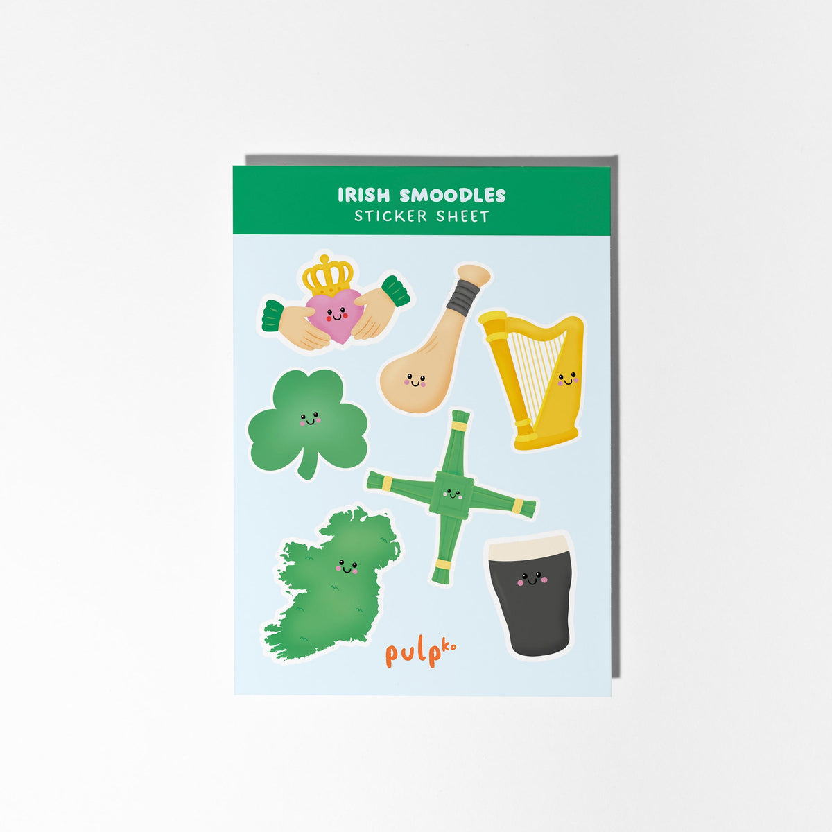 Irish Sticker Sheet, Ireland Stickers, Shamrock, Claddagh, Harp, Guinness Inspired Stickers, Irish Gift - PulpKo