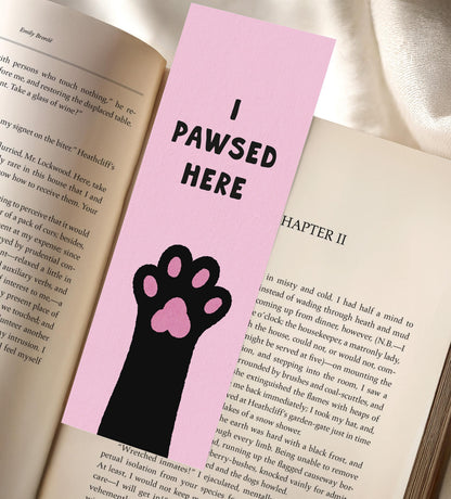 I Pawsed Here Bookmark, Funny Cat Bookmark, Cat Lover Gift, Book Lover Gift - PulpKo