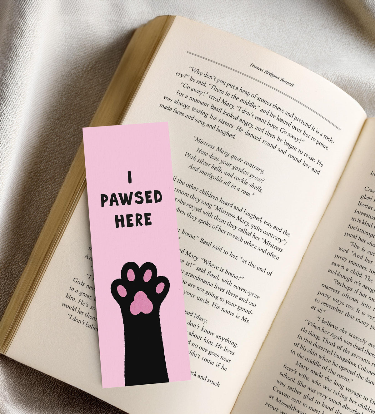 I Pawsed Here Bookmark, Funny Cat Bookmark, Cat Lover Gift, Book Lover Gift - PulpKo
